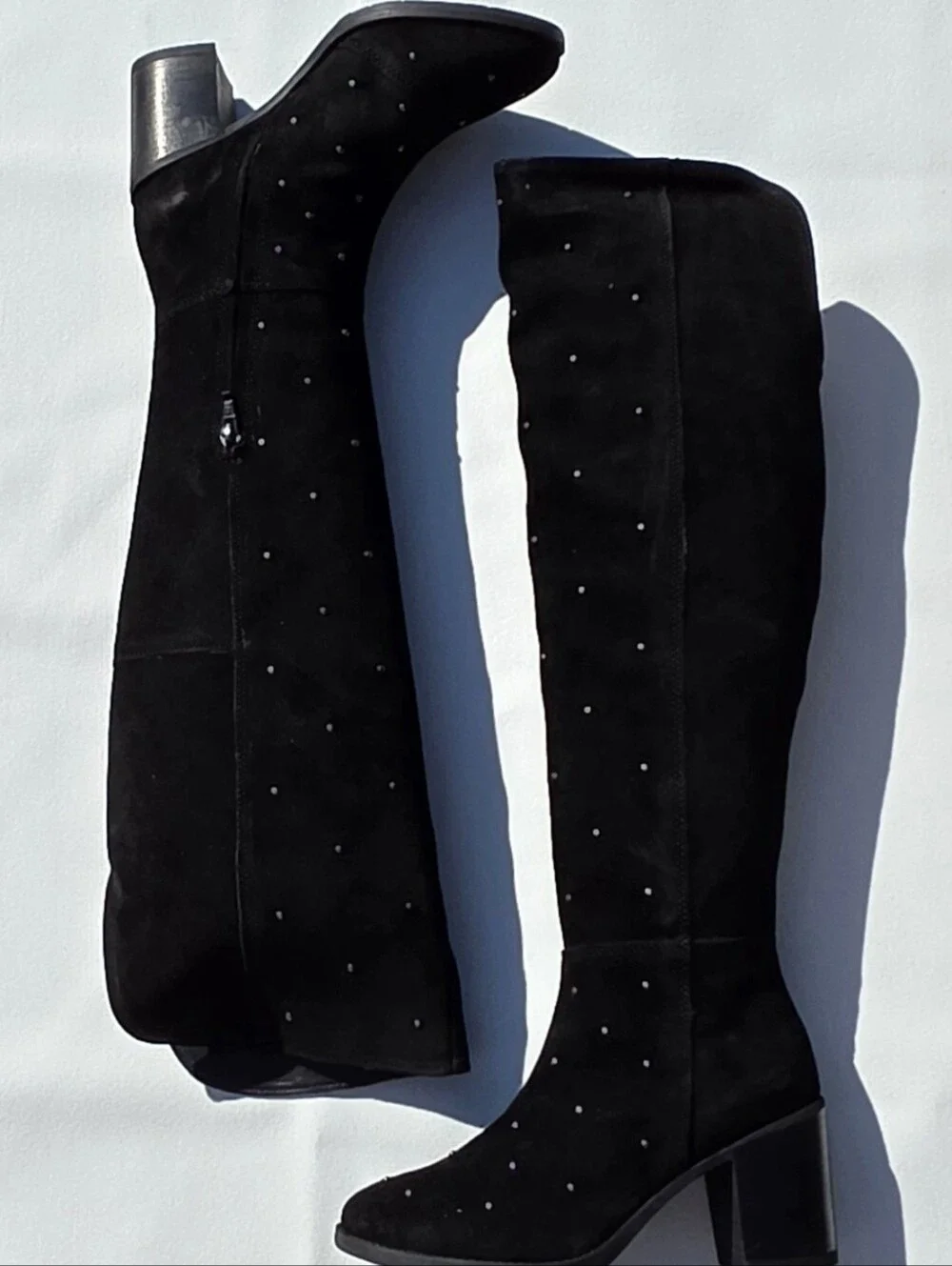 Lucky Brand Borah Studded Over The Knee Boots Women 5 Black Suede Leather NIB